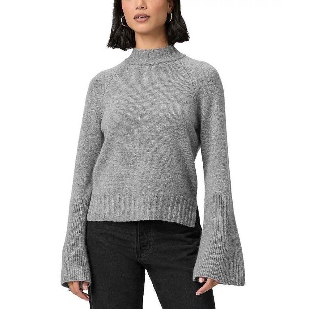 NWT Paige Laurel Sweater 100% Cashmere bell sleeve grey mock neck woman's size M